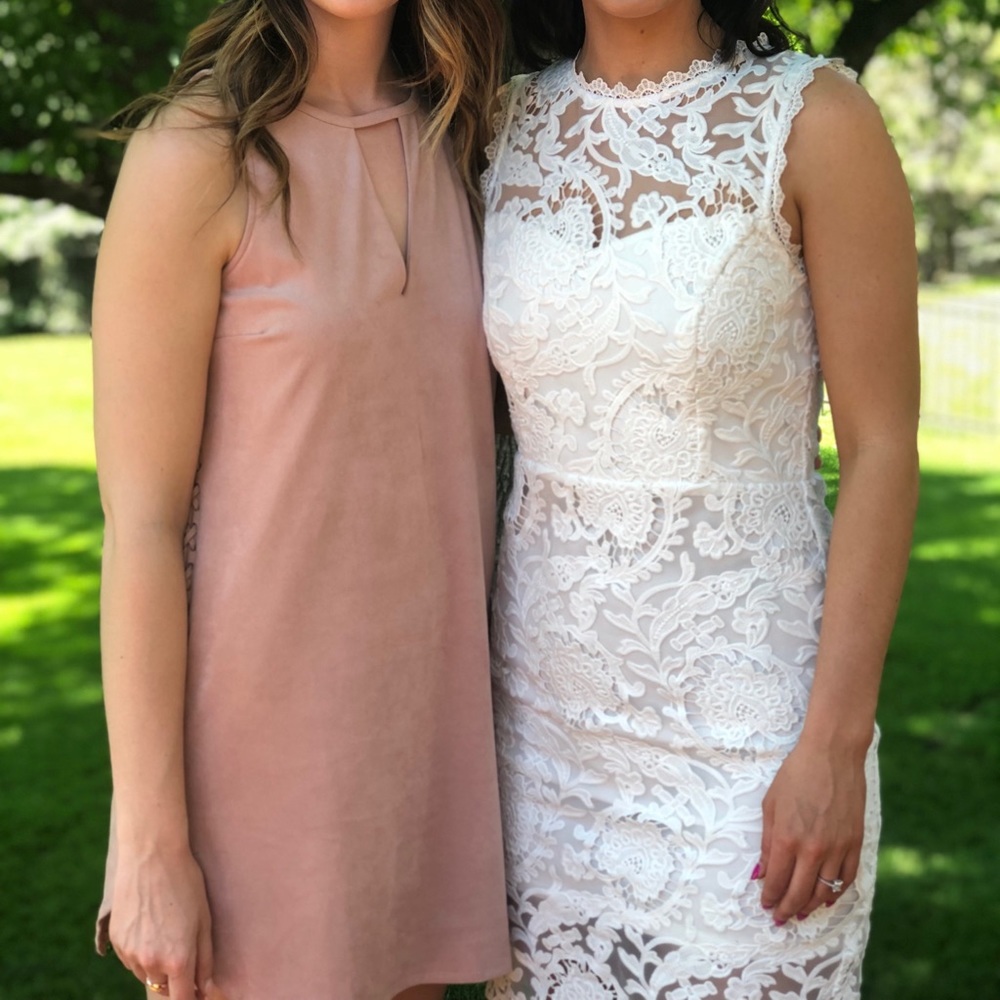 White lace bridal shower dress